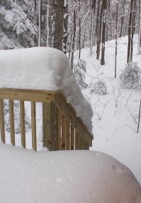 Snowcapped deck rail