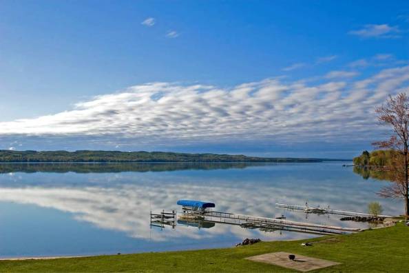 Clouds in the Torch Lake mirror