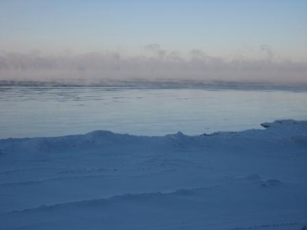 Misty vapor over "warm" water