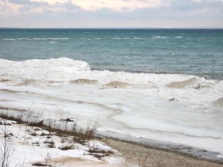 Weaving in blue and sand