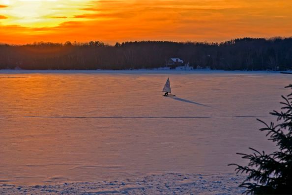 Lone hardwater sailor on Torch Lake