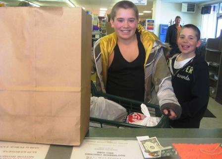 Dillon and Logan with provisions for a multitude: Plenty of snacks, a good breakfast, and change from a fifty. 