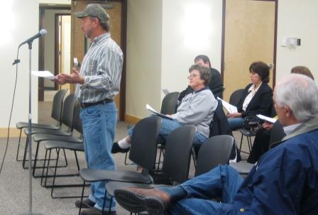 Gregg Pardee speaks to the Township Board