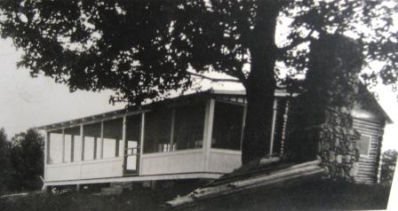 Maude Harris's log cabin in 1924 - Lake side screened porch