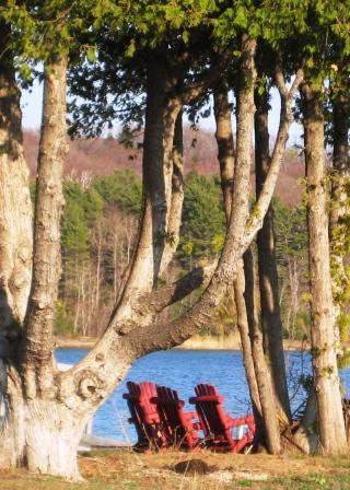 Red chairs waiting for summer