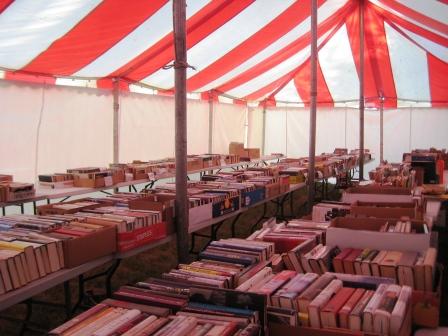Book sale tent ready