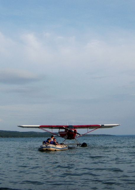 Towing the plane to shore