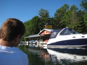 Tucker paddles us past Luhr's Landing Tucker paddles us past Luhr's Landing