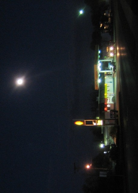 Moonrise over the Shell Station