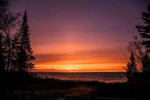 Autumn Sunset over Grand Traverse Bay - Babs Young