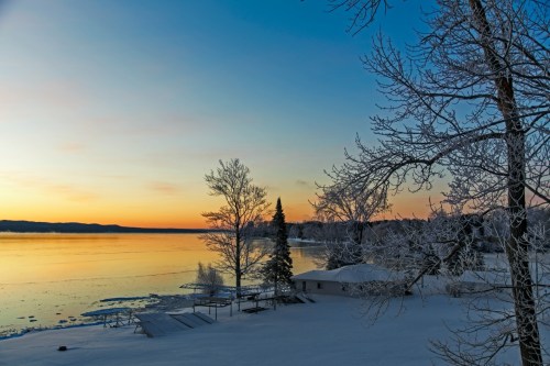 Sunrise on Torch Lake - first ice