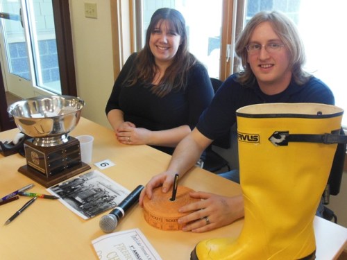 Erin and Cody Randall selling raffle tickets