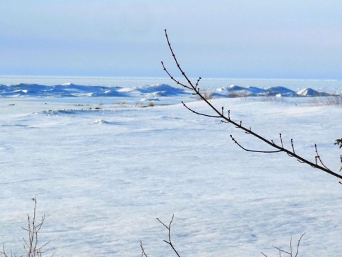 Blue ice mountains in March