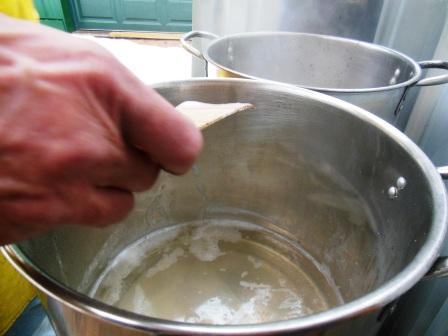 Skim the foam from the surface
