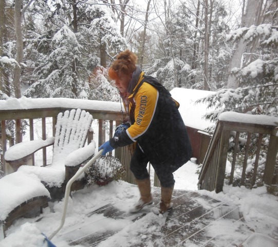 Neighbor Judy clears the deck